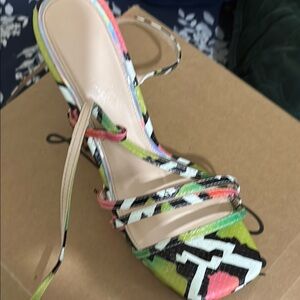 Green and Pink Strappy Heels with Stiletto